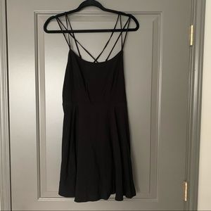 Black spaghetti strap cross back dress